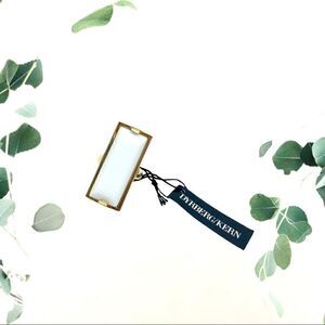 Gold Tone & White Geometric Fashion Ring by Dyrberg/Kern of Denmark, Size 5.5